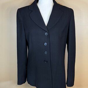 #21 Blu's Black 4-Button 100% Wool Blazer, Size 12
